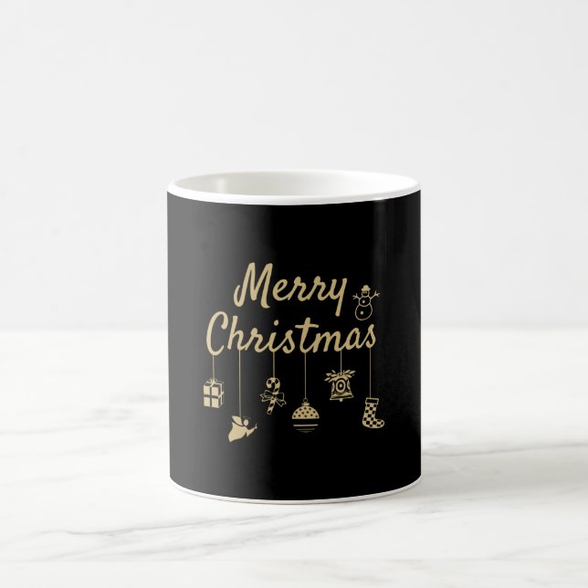 Frohe Weihnachtsschmuck goldene Farbe goldene Deko Kaffeetasse (Mittel)