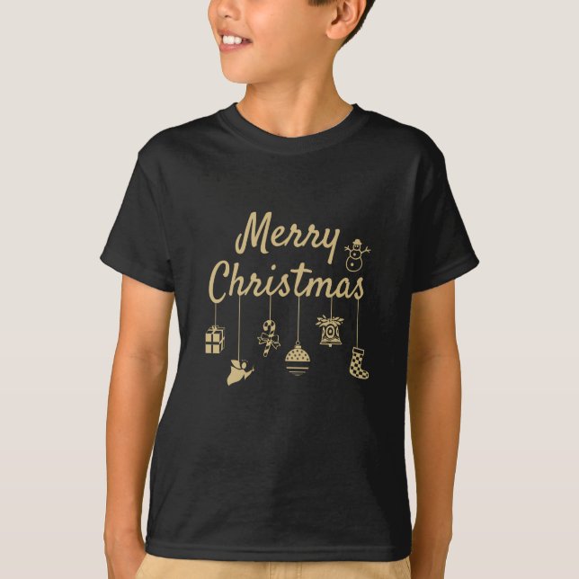 Frohe Weihnachtsschmuck goldene Farbe goldene Deko T-Shirt (Vorderseite)