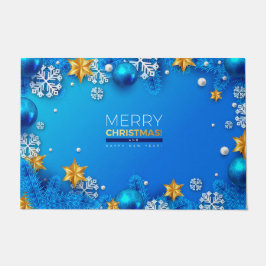 Frohe Weihnachtsschmuck goldene Sterne Blau Fußmatte