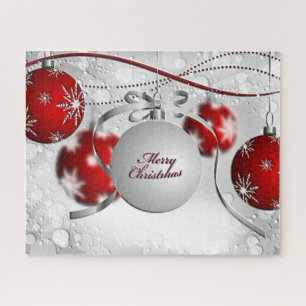 Frohe Weihnachtsschmuck in Silver und Rot Puzzle
