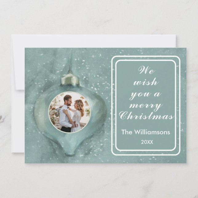 Frohe Weihnachtsschmuck Personalisiertes Foto Karte (Vorderseite)