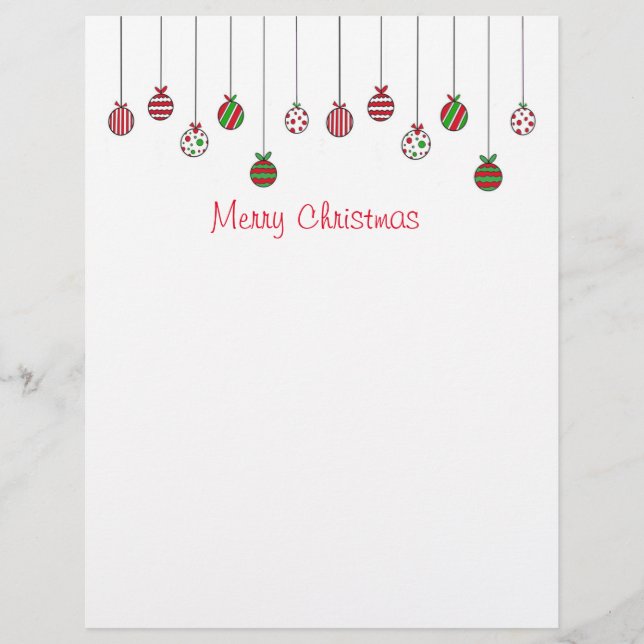 Frohe Weihnachtsschmuck Skript Letterhead Briefbogen (Vorderseite)