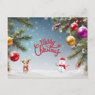 Frohe Weihnachtsschmuck, Snowman, Rentier Feiertagspostkarte