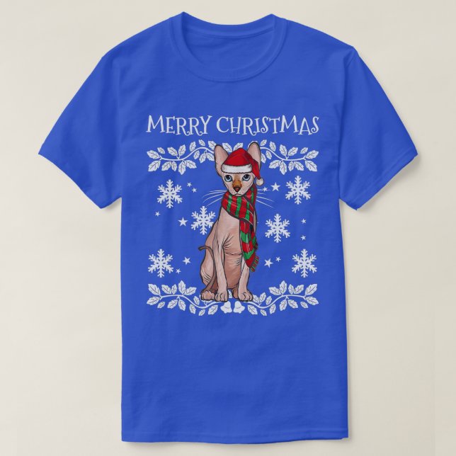 Frohe Weihnachtsschmuck Sphynx Cat Xmas Santa -gi T-Shirt (Design vorne)