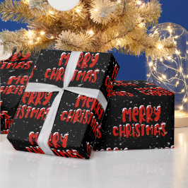 Frohe Weihnachtsschnee auf schwarz Geschenkpapier