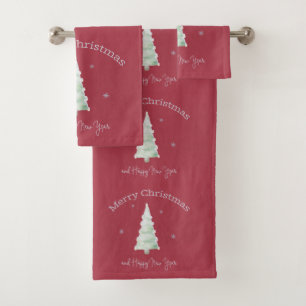 Frohe Weihnachtsschnee auf Weihnachten Baum Schnee Badhandtuch Set