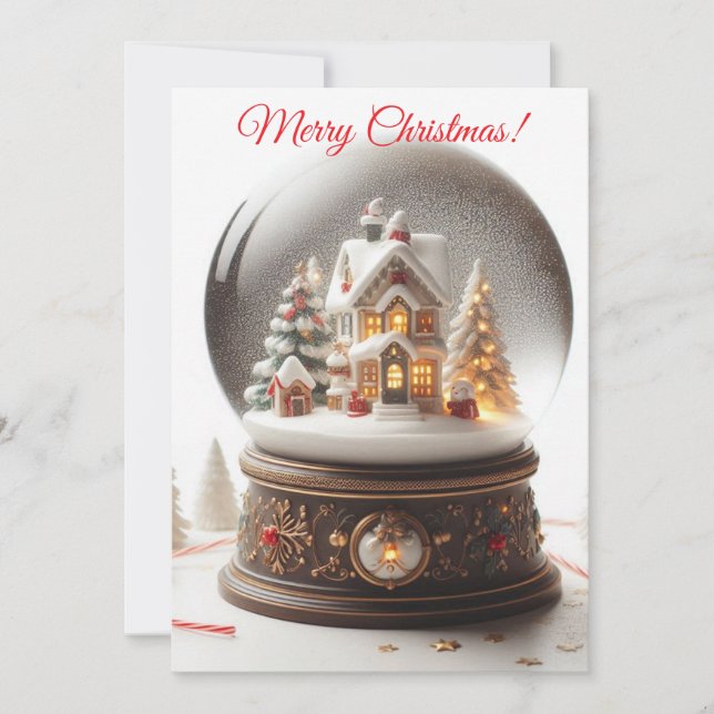 Frohe Weihnachtsschnee Globe Feiertagskarte (Vorderseite)