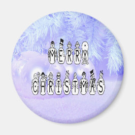 Frohe Weihnachtsschnee Menschen Schriftart, Blue T Magnet