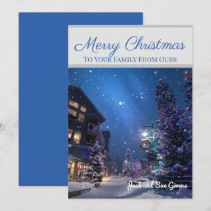 Frohe Weihnachtsschnee Winter Szene Custom Gruß Feiertagskarte