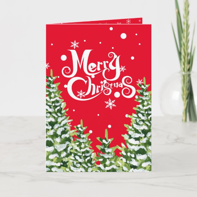 Frohe Weihnachtsschneebäume geklappt Einladung (Vorderseite)