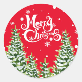 Frohe Weihnachtsschneebaume Weihnachtsaufkleber Runder Aufkleber