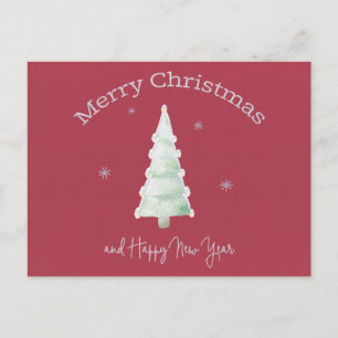 Frohe Weihnachtsschneebedeckte Bäume Postkarte