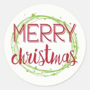 Frohe Weihnachtsschneebubbles Sticker-Geschenk-Tag Runder Aufkleber