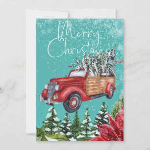 Frohe Weihnachtsschneefall Bäume Grußkarte Feiertagskarte