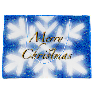 Frohe Weihnachtsschneeflocke elegante Kalligraphie Große Geschenktüte