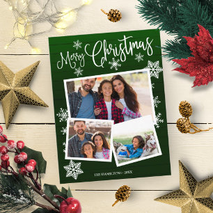 Frohe Weihnachtsschneeflocke Rustikale 3 Fotos Col Postkarte