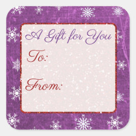 Frohe Weihnachtsschneeflocke zu und von Stickern Quadratischer Aufkleber