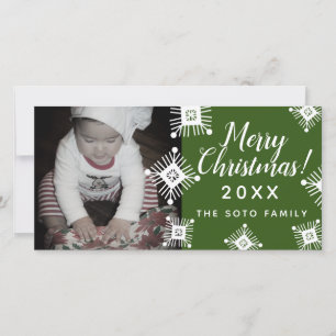 Frohe Weihnachtsschneeflocken Baby Foto Feiertagskarte