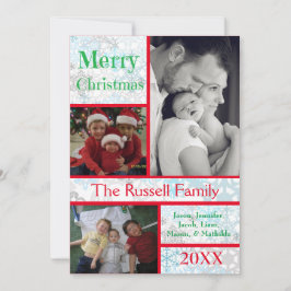 Frohe Weihnachtsschneeflocken Collage 3 Fotos Feiertagskarte