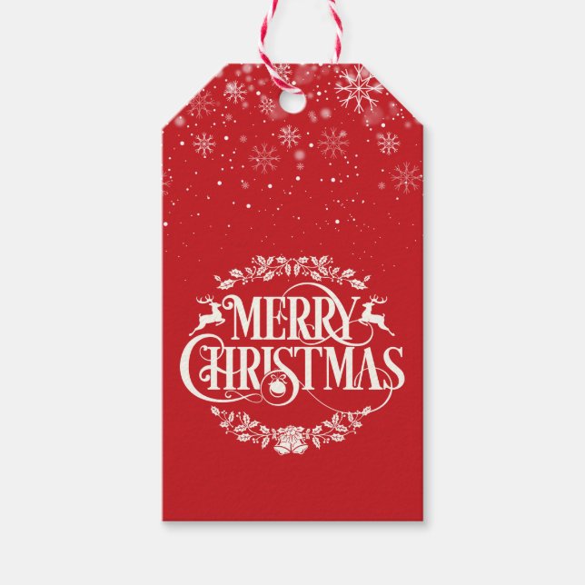 Frohe Weihnachtsschneeflocken Geschenkanhänger (Vorderseite)