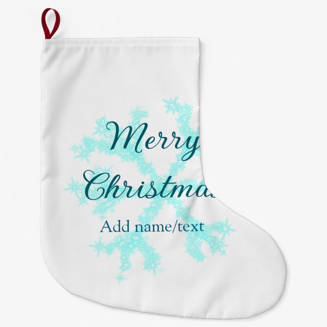 Frohe Weihnachtsschneeflocken Glitzer funkeln ni Großer Weihnachtsstrumpf (Vorderseite)