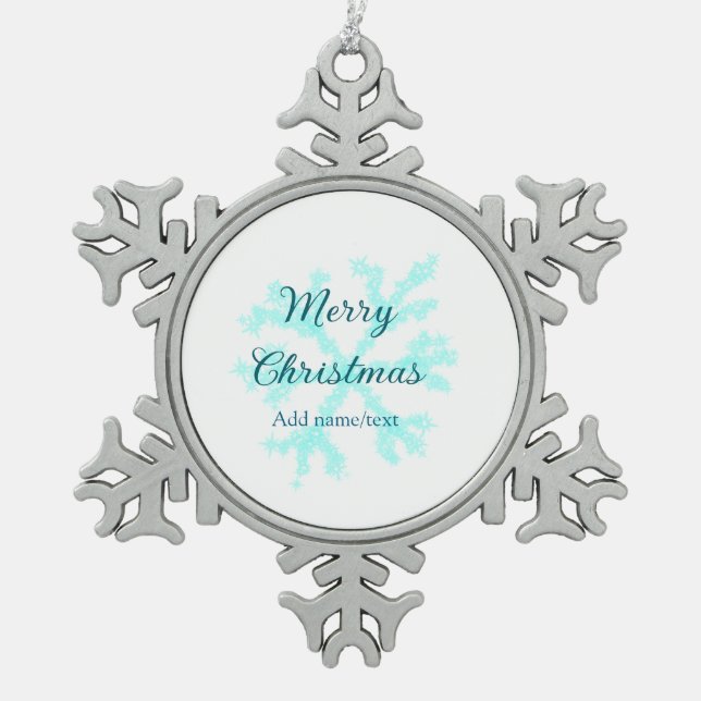 Frohe Weihnachtsschneeflocken Glitzer funkeln ni Schneeflocken Zinn-Ornament (Vorderseite)