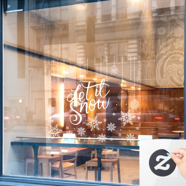 Frohe Weihnachtsschneeflocken, glückliches Neues J Fensteraufkleber (Café-Fenster)