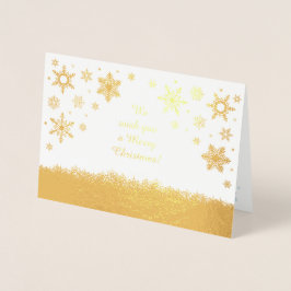 Frohe Weihnachtsschneeflocken Gold Folienkarte
