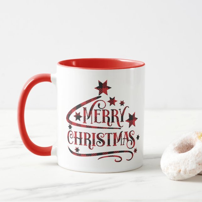 Frohe Weihnachtsschneeflocken, gutes Neues Jahr Tasse (Mit Donut)