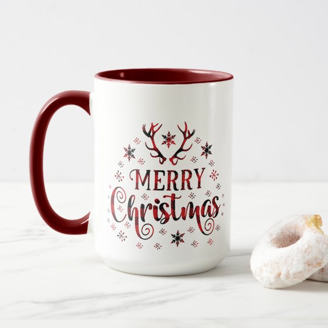 Frohe Weihnachtsschneeflocken, gutes Neues Jahr Tasse (Mit Donut)