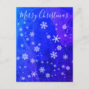 Frohe Weihnachtsschneeflocken Magical Blue Feiertagspostkarte