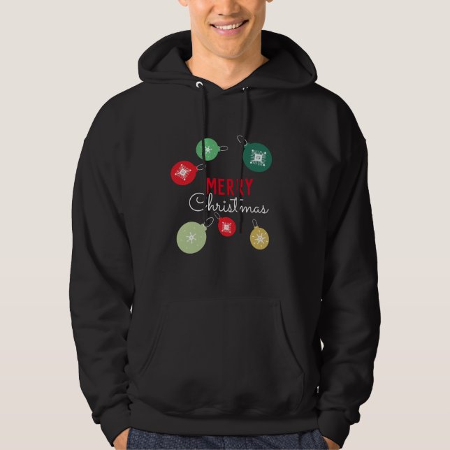 Frohe Weihnachtsschneeflocken Ornament Black Hoodie (Vorderseite)