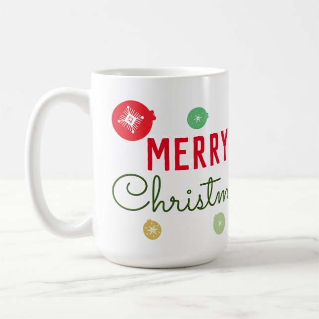 Frohe Weihnachtsschneeflocken Ornament Kaffeetasse (Links)