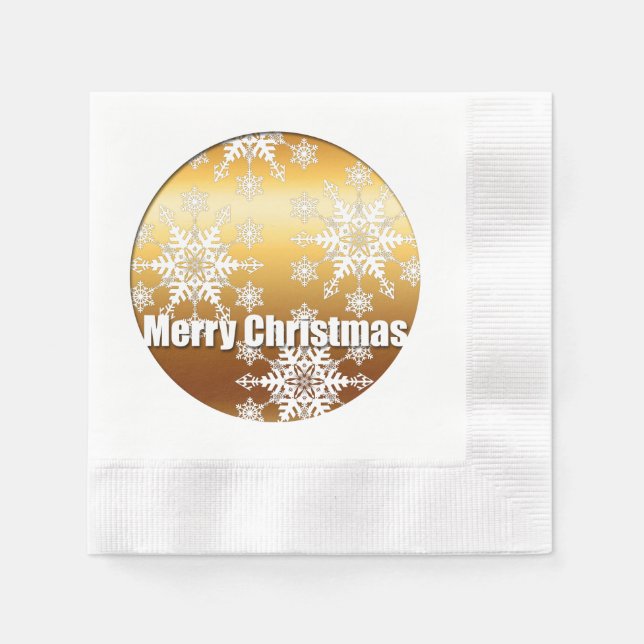 Frohe Weihnachtsschneeflocken Papier Napkin 2 Serviette (Vorderseite)