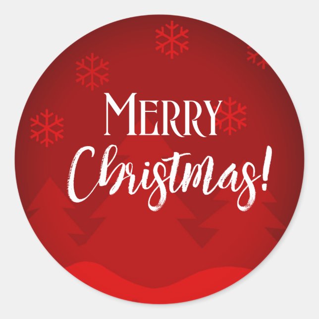 Frohe Weihnachtsschneeflocken Rot-Label Runder Aufkleber (Vorderseite)