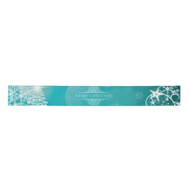 Frohe Weihnachtsschneeflocken Tree Blume & Stars Satinband (Vorderseite)
