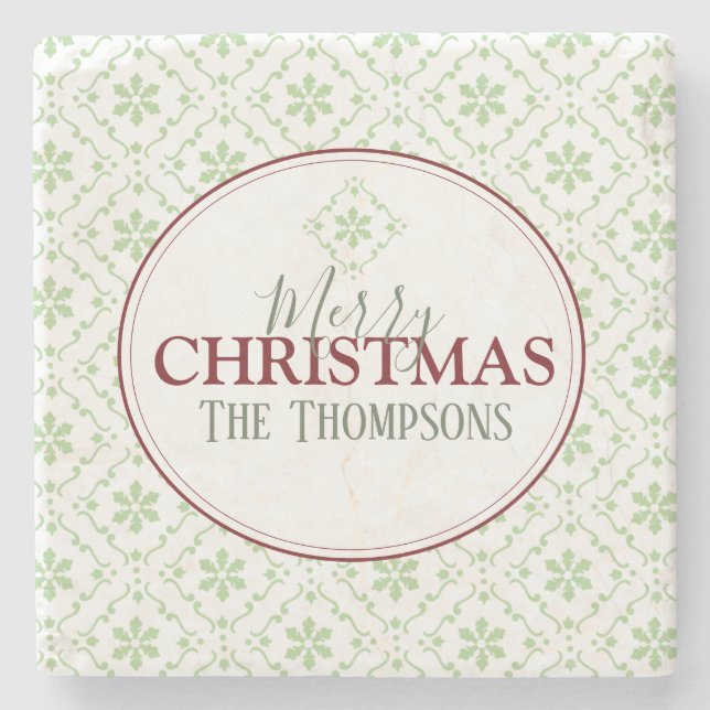 Frohe Weihnachtsschneeflocken Trendy Holiday Name Steinuntersetzer (Vorderseite)