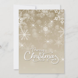 Frohe Weihnachtsschneeflocken Weißbeige Gruß Feiertagskarte