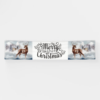 Frohe Weihnachtsschneekabine Wald Jungwasserfarbe Banner