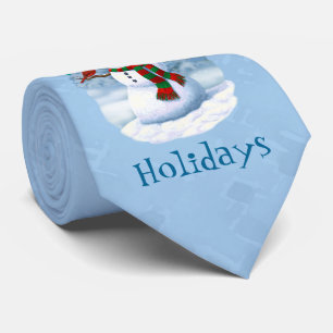 Frohe Weihnachtsschneemann & Birds Winterlandschaf Krawatte