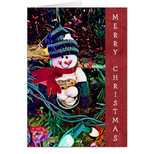 Frohe Weihnachtsschneemann mit Snowballs Card
