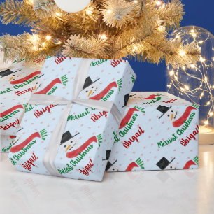 Frohe Weihnachtsschneemann und irgendein Name Geschenkpapier