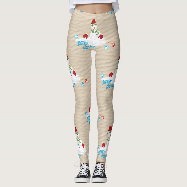 Frohe Weihnachtsschneemänner Leggings (Vorderseite)