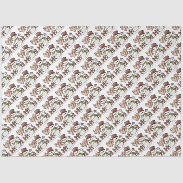 Frohe Weihnachtsschneemänner Seidenpapier (Vorderseite)