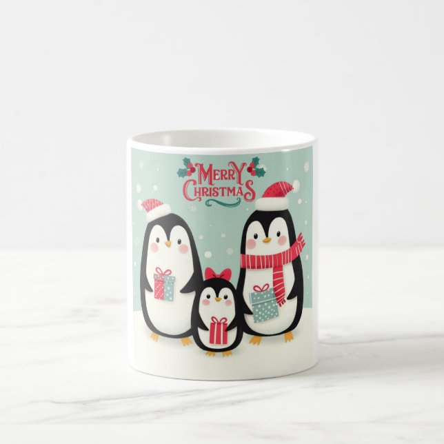 Frohe Weihnachtsschneepinguine Kaffeetasse (Mittel)