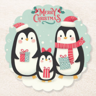 Frohe Weihnachtsschneepinguine Untersetzer