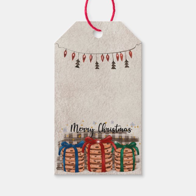 Frohe Weihnachtsschokolade Chip Cookies Geschenkanhänger (Vorderseite)