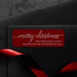 Frohe Weihnachtsschrift   Dunkelrote Adresse