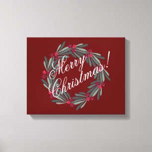 Frohe Weihnachtsschrift Hübsche Feiertage Rot Leinwanddruck