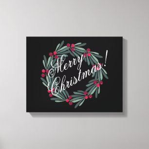 Frohe Weihnachtsschrift Hübsche Festung Schwarz Leinwanddruck